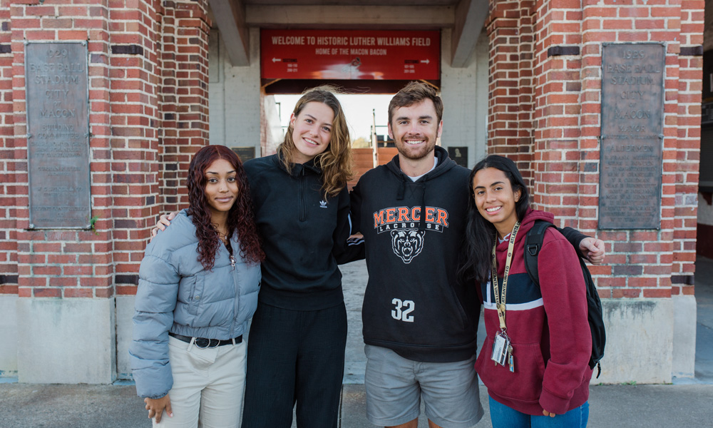 Mercer business students at Luter Williams Field in Central City Park