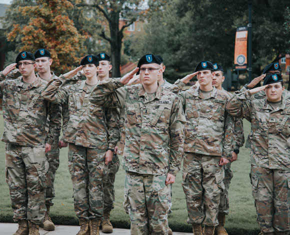 ROTC Students Saluting