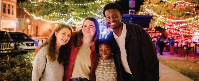 students downtown for Macon Christmas Light Extravaganza 