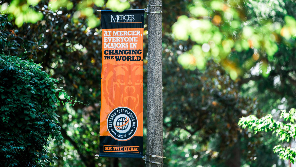 At mercer everyone majors in changing the world banner