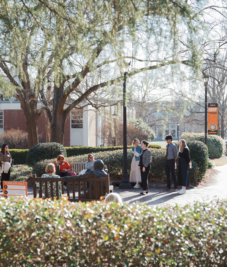 Photo of high school counselors touring Mercer's campus